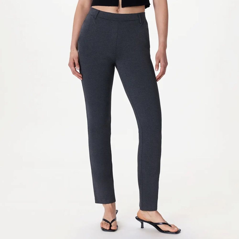 Quince Charcoal Gray Ultra-Stretch Ponte Straight Leg Pants Size Medium